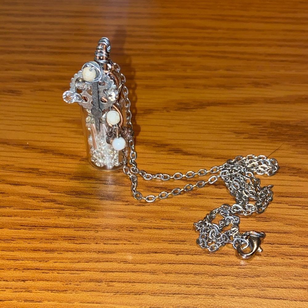 Steampunk Jar and Gear Necklace